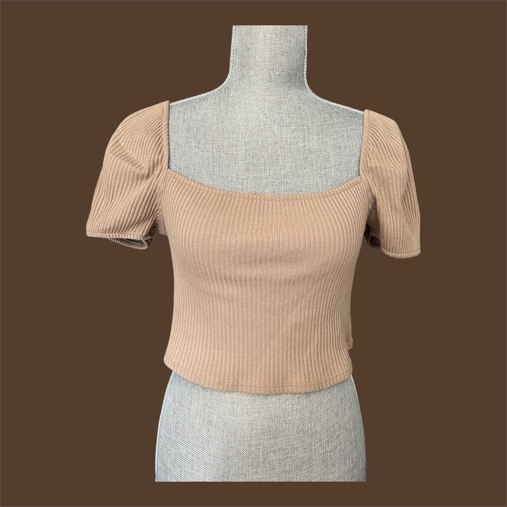 Tan Ribbed Women's Top